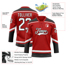 Laden Sie das Bild in den Galerie-Viewer, Custom Red White-Black Hockey Lace Neck Jersey
