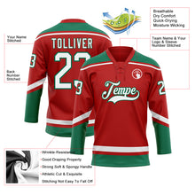 Charger l&#39;image dans la galerie, Custom Red White-Kelly Green Hockey Lace Neck Jersey
