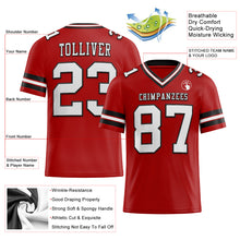 Load image into Gallery viewer, Custom Red White-Black Mesh Authentic Football Jersey

