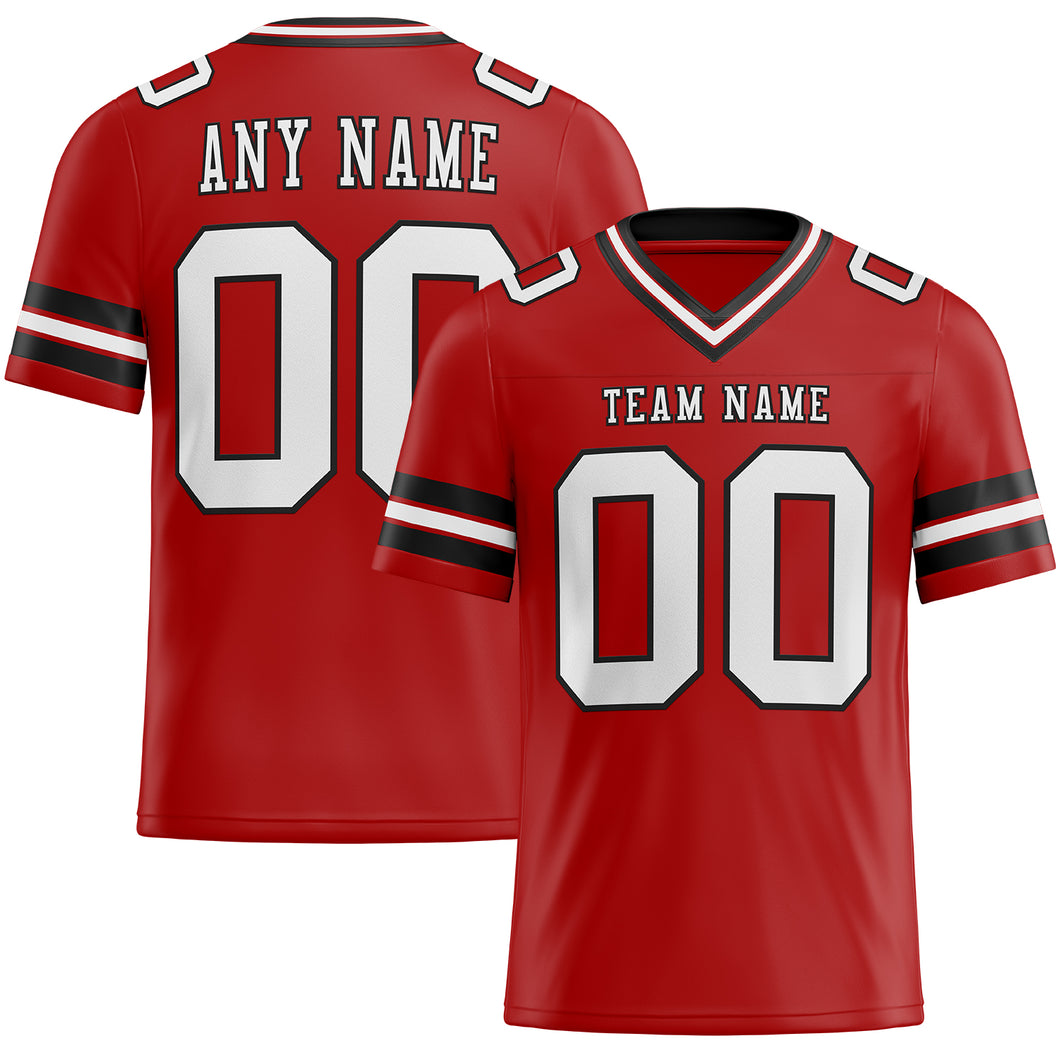 Custom Red White-Black Mesh Authentic Football Jersey