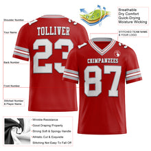 Load image into Gallery viewer, Custom Red White-Gray Mesh Authentic Football Jersey
