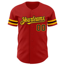 Load image into Gallery viewer, Custom Red Black-Gold Authentic Baseball Jersey
