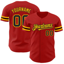 Load image into Gallery viewer, Custom Red Black-Gold Authentic Baseball Jersey
