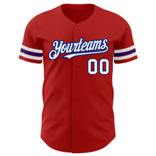 Загрузить изображение в средство просмотра галереи, Custom Red White-Royal Authentic Baseball Jersey
