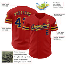 Load image into Gallery viewer, Custom Red Navy-Old Gold Authentic Baseball Jersey
