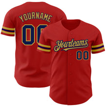 Load image into Gallery viewer, Custom Red Navy-Old Gold Authentic Baseball Jersey
