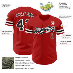 Custom Red Black-White Authentic Baseball Jersey