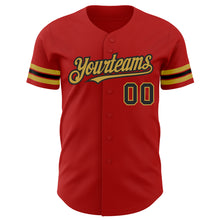 Load image into Gallery viewer, Custom Red Black-Old Gold Authentic Baseball Jersey
