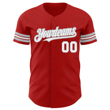 Load image into Gallery viewer, Custom Red White-Gray Authentic Baseball Jersey
