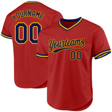 Charger l&#39;image dans la galerie, Custom Red Navy Authentic Throwback Baseball Jersey
