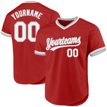 Laden Sie das Bild in den Galerie-Viewer, Custom Red White-Gray Authentic Throwback Baseball Jersey
