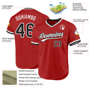 Custom Red Black-White Authentic Throwback Baseball Jersey