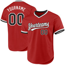 Laden Sie das Bild in den Galerie-Viewer, Custom Red Black-White Authentic Throwback Baseball Jersey
