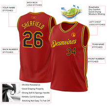 Load image into Gallery viewer, Custom Red Black-Gold Authentic Throwback Basketball Jersey
