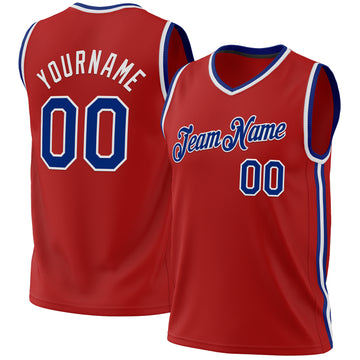 Custom Red Royal-White Authentic Throwback Basketball Jersey
