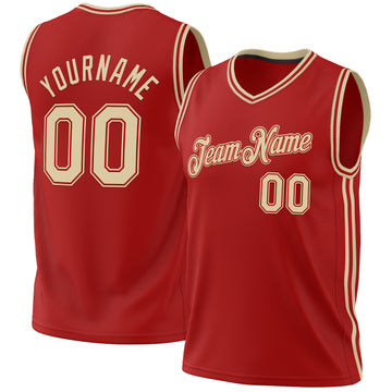 Custom Red Cream Authentic Throwback Basketball Jersey