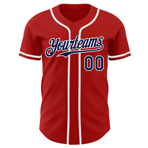 Custom Red Navy-White Authentic Baseball Jersey