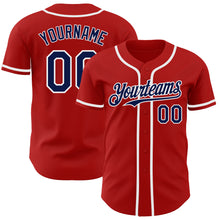 Load image into Gallery viewer, Custom Red Navy-White Authentic Baseball Jersey
