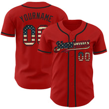 Load image into Gallery viewer, Custom Red Vintage USA Flag-Black Authentic Baseball Jersey
