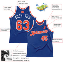 Загрузить изображение в средство просмотра галереи, Custom Royal Orange-White Authentic Throwback Basketball Jersey
