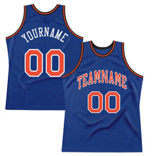 Load image into Gallery viewer, Custom Royal Orange-White Authentic Throwback Basketball Jersey
