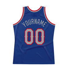 Load image into Gallery viewer, Custom Royal Gray-Red Authentic Throwback Basketball Jersey
