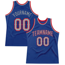 Load image into Gallery viewer, Custom Royal Gray-Red Authentic Throwback Basketball Jersey
