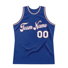 Load image into Gallery viewer, Custom Royal White-Orange Authentic Throwback Basketball Jersey
