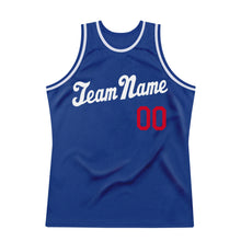 Load image into Gallery viewer, Custom Royal White-Red Authentic Throwback Basketball Jersey
