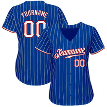 Load image into Gallery viewer, Custom Royal White Pinstripe White-Red Authentic Baseball Jersey

