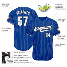 Load image into Gallery viewer, Custom Royal White Pinstripe White-Black Authentic Baseball Jersey
