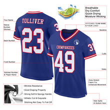 Load image into Gallery viewer, Custom Royal White-Red Mesh Authentic Throwback Football Jersey
