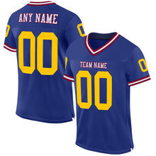 Load image into Gallery viewer, Custom Royal Gold-Maroon Mesh Authentic Throwback Football Jersey
