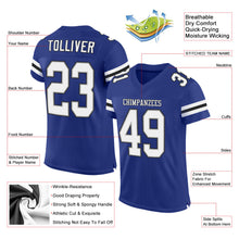 Load image into Gallery viewer, Custom Royal White-Black Mesh Authentic Football Jersey
