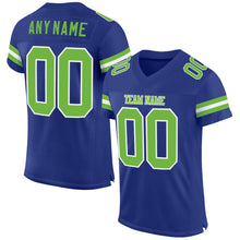 Load image into Gallery viewer, Custom Royal Neon Green-White Mesh Authentic Football Jersey
