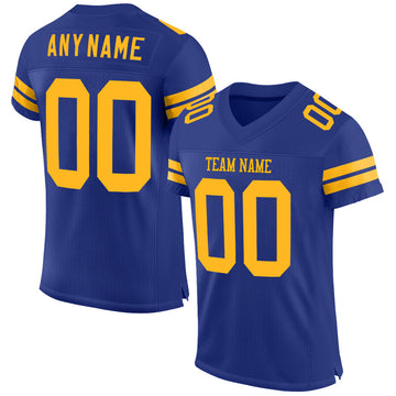 Custom Royal Gold Mesh Authentic Football Jersey