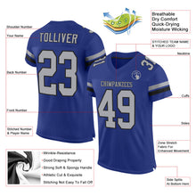 Load image into Gallery viewer, Custom Royal Gray-Black Mesh Authentic Football Jersey
