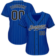 Load image into Gallery viewer, Custom Royal White Pinstripe Black-White Authentic Baseball Jersey
