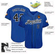 Load image into Gallery viewer, Custom Royal White Pinstripe Black-White Authentic Baseball Jersey
