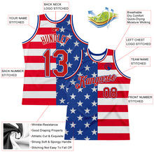 Laden Sie das Bild in den Galerie-Viewer, Custom Royal Red-White 3D Pattern Design American Flag Authentic Basketball Jersey
