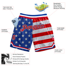 Load image into Gallery viewer, Custom Royal Red-White 3D Pattern Design American Flag Authentic Basketball Shorts

