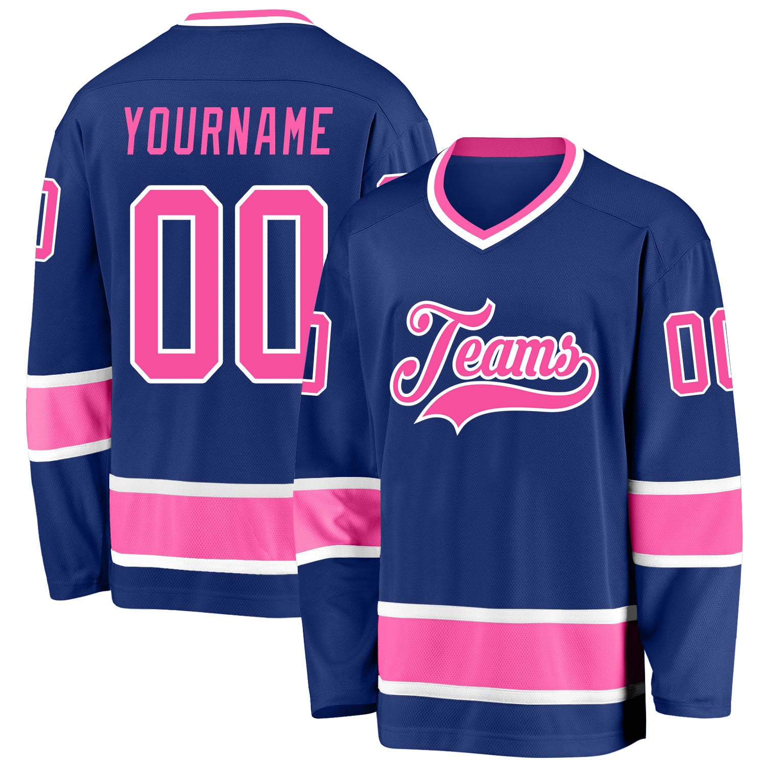 Cheap Custom Pink White-Royal Hockey Jersey Free Shipping – CustomJerseysPro