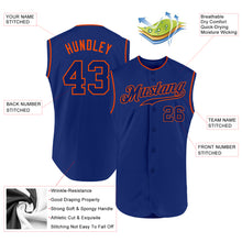 Load image into Gallery viewer, Custom Royal Royal-Orange Authentic Sleeveless Baseball Jersey
