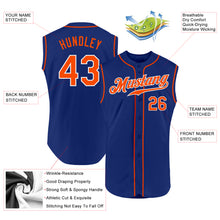 Load image into Gallery viewer, Custom Royal Orange-White Authentic Sleeveless Baseball Jersey
