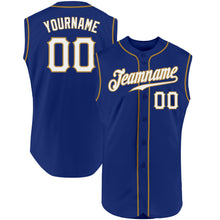 Load image into Gallery viewer, Custom Royal White-Old Gold Authentic Sleeveless Baseball Jersey
