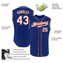 Laden Sie das Bild in den Galerie-Viewer, Custom Royal White-Orange Authentic Sleeveless Baseball Jersey
