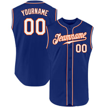Laden Sie das Bild in den Galerie-Viewer, Custom Royal White-Orange Authentic Sleeveless Baseball Jersey
