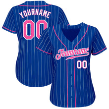 Laden Sie das Bild in den Galerie-Viewer, Custom Royal White Pinstripe Pink-White Authentic Baseball Jersey
