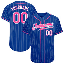 Laden Sie das Bild in den Galerie-Viewer, Custom Royal White Pinstripe Pink-White Authentic Baseball Jersey
