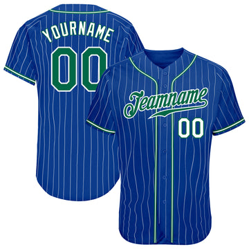 Custom Royal White Pinstripe Kelly Green-White Authentic Baseball Jersey